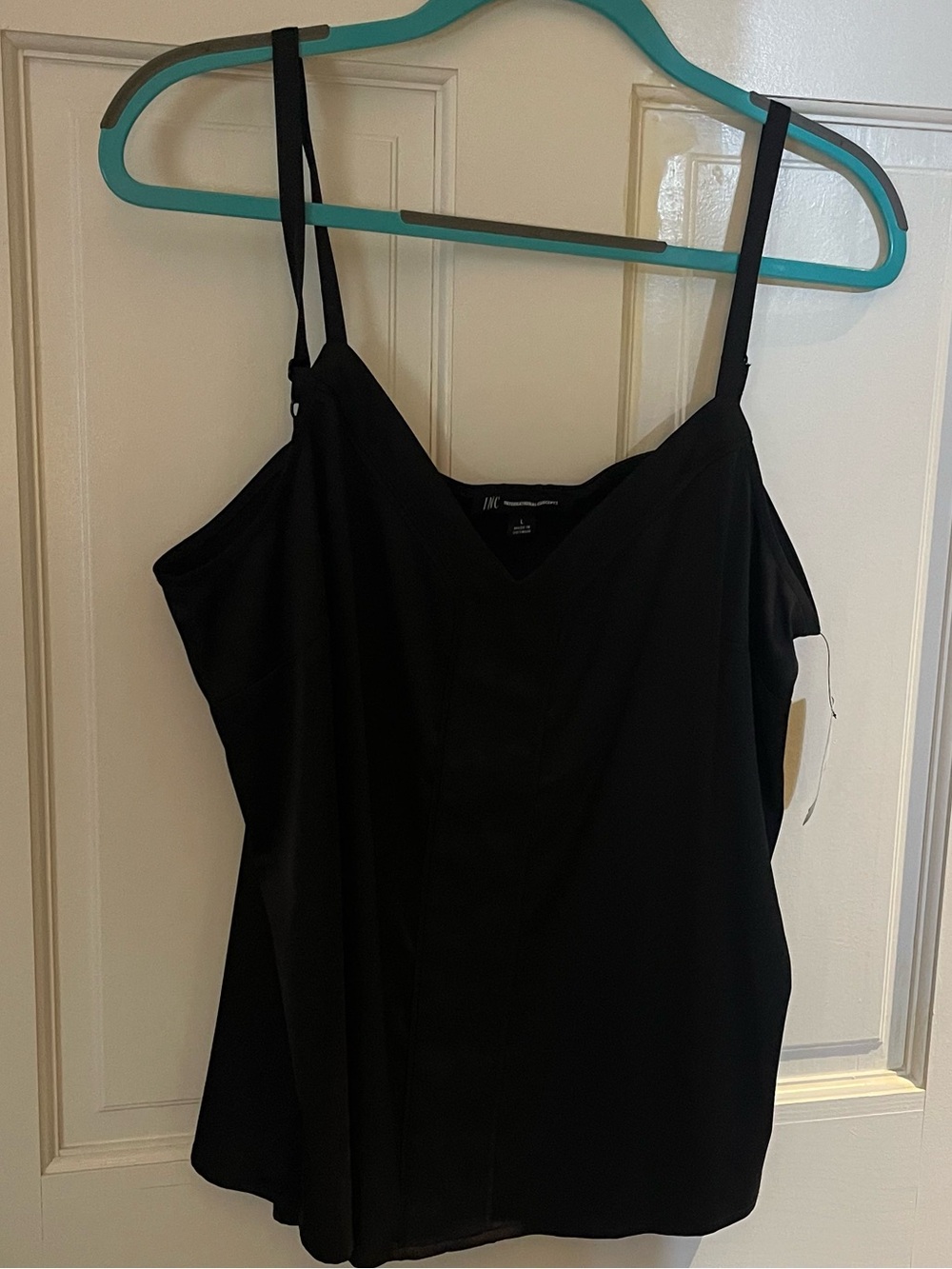INC International Concepts Black Satin-Look V-Neck Cami